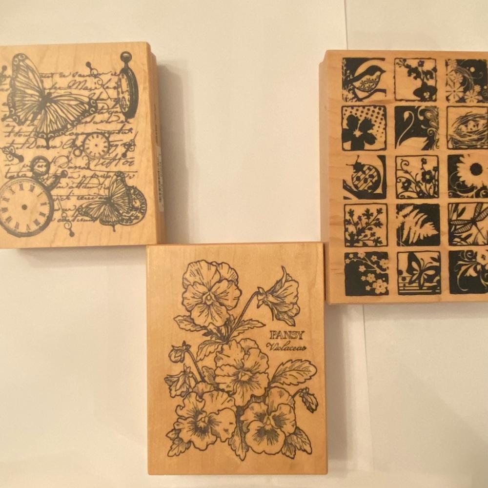 Lot of 3 Large New & Unused Rubber Stampers - Floral Theme